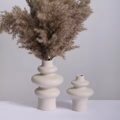 Ins Style Ceramic WhiteVase Decoration Spiral Vase Modern Home Decoration Flower Pot Vase Decoration