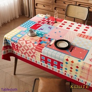 Dopamine Color Patchwork Table Cloth Ins Wind Waterproof No-wash Cover Pvc Durable Furniture Dust Ho