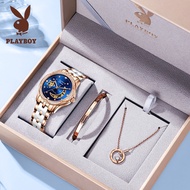 Playboy Famous Brand Watch 3013 (ของแท้+กล่องของแท้) นาฬิกาข้อมือกลไกอัตโนมัติ ลําลอง กันน้ํา ของขวัญ สําหรับผู้หญิง 【SEY】