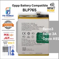 Battery compatible for Oppo Reno 3 Reno3 / A91 / F15 BLP765 high quality Batteri replacement [ Fix M