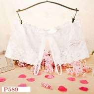 P589 Women's Sexy Panties Boyshort White Transparent Open Crotch