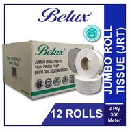 CLEARANCE 250M X 12ROLLS © BELUX SUPER JUMBO ROLL TOILET PAPER TOILET ROLL 2 PLY CHEAP WASHROOM CUBICAL