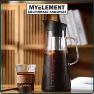 Myelement 1200mL Coffee Maker Set, Heat Resistant Glass Carafe Hand Drip Filter Coffee Maker with Handle and Scale