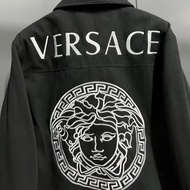 N71B4 gaVERSACE857 Lapel Embroidered 100% Cotton Jacket Male 2025 Student Denim Male Long Sleeve Loo
