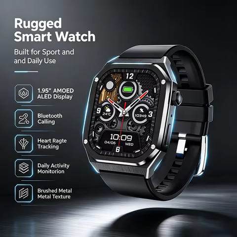 2026 New 1.952" AMOLED Outdoor Smart Watch with Bluetooth Call NFC Heart Rate Health Monitoring IP68