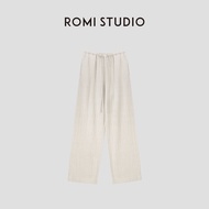 ROMI STUDIO Oriental Zen Cotton Linen Drawstring Trousers with Softened Texture - 24SSK110