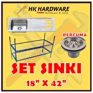 SINKI PANJANG / SET SINKI / SINK WITH STAND / SINKI / BASIN / SINKI DENGAN KAKI SINKI 18" X 42" KAKI