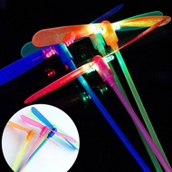 [Random Color] Classic Childhood Bamboo Dragonfly Toy/LED Propeller Luminous Flying Fan Toy/Hand Rub