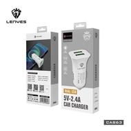 Car Saver 2 Port USB 5V 2,4A Batok Car Charger LENYES CA863