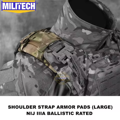 MILITECH Large NIJ Level 3A IIIA 0108.01 Bulletproof Shoulder Strap Armor Pads Modular Ballistic Pad