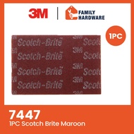 1PC 3M 7447 6" x 9" Scotch Brite maroon General Purpose Hand Pad FAMILY HARDWARE