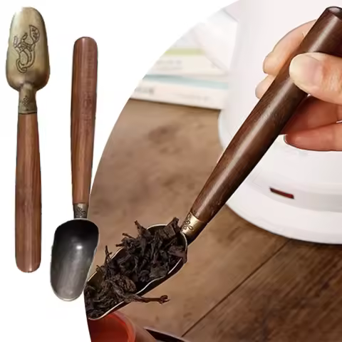 1-2Pcs Vintage Ebony Tea Spoon Solid Wood Handle Teaspoon Retro Tea Shovel KongFu Tea Ceremony Acces