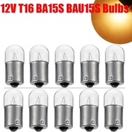 10Pcs T16 Warm White Car Halogen Bulbs Signal Bulbs BA15S BAU15S 12/24V 5/10W Standard Auto Interior