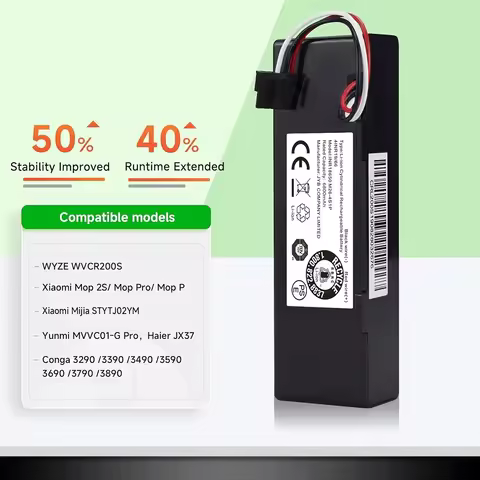 High Capacity 6800mAh 14.8V Robot Vacuum Battery for Wyze WVCR200S 200S for Xiaomi Mop Pro Mop P Mij