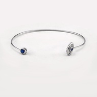 กำไลเงินแท้ S925 ลาย Evil Eye เปิดปลาย ดีไซน์มินิมอล (Minimal Open Cuff Evil Eye Bangle)