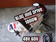 DINAMO BLDC MID DRIVE, DISK MOTOR 1000W GEARED 48V 60V TORQUE BESAR