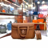 95%NEW二手HERMES HALZAN 25 Z刻 金棕色TC皮/銀扣 37 GOLD/PHW #香榭站正品