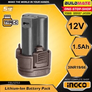 BUILDMATE INGCO 12V Li-Ion Battery Pack 1.5Ah USB Type C S12 One Battery Type C FBLI12153 ICPT