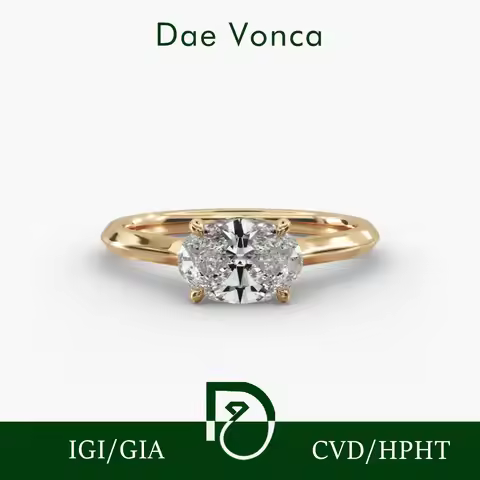 9K/14K/18K Yellow Gold East West Solitaire Engagement Ring 0.5-2.0ct Oval Cut Lab Grown Diamond Knif