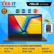 ASUS VIVOBOOK GO E1504G-ANJ325WMS / E1504G-ANJ327WMS (BLACK / GREEN) (i3-N305, 8GB DDR4, 512GB SSD, 