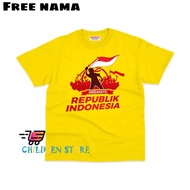 CHILDREN'S CLOTHES CHILDREN'S TOPS WITH DIRGAHAYU INDONESIA MOTIF PREMIUM MATERIAL