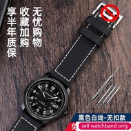 ∈♘ สำหรับ Hamilton Nylon Watchband Khaki Field Aviation Leather Bracelet