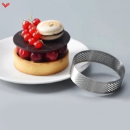 Circular Stainless Steel Porous Tart Ring Bottom Tower Pie Cake Mould Baking ToolsHeat-Resistant Perforated Cake Mousse Ring, 8cm STMSG