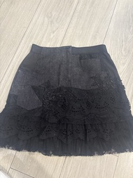 Giusto Dama 黑色牛仔蕾絲裙
