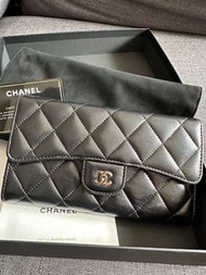 Chanel Classic flap long wallet 黑銀長銀包