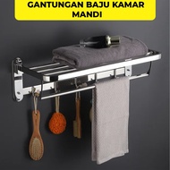 Rak Handuk Lipat Gantungan Handuk Jemuran Kamar Mandi Panjang 56 Cm Bahan Stainless MJ-282