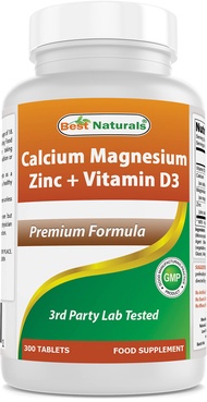 Calcium Magnesium Zinc with Vitamin D3, 300 Tablets - Calcium 1000 mg, Magnesium 400 mg, Zinc 25 mg 