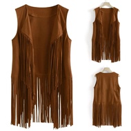 Retro 60s Hippie Party Fashion Set Tassel Vest Womens Outerwear Jacket Vest Elegant Chic Chinese Man