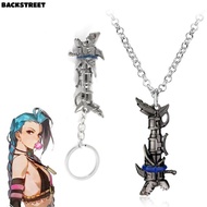 BACKSTREET Jinx Keychain, LOL Metal Arcane Necklace Jewelry, Fashion Game Accessories Arcane Game Le