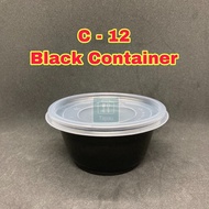 TAPAU - 12oz Round Disposable Plastic Food Container BLACK ( 50pcs± ) EC C-12 / EC C12 (350ml)
