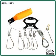 SUSANSTY Fish Stringer, with 5 Buckle Snaps Orange Fishing Stringer, Portable Stainless Steel 5m Len