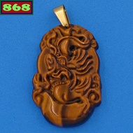 Dragon pendant with tiger stone, dragon necklace