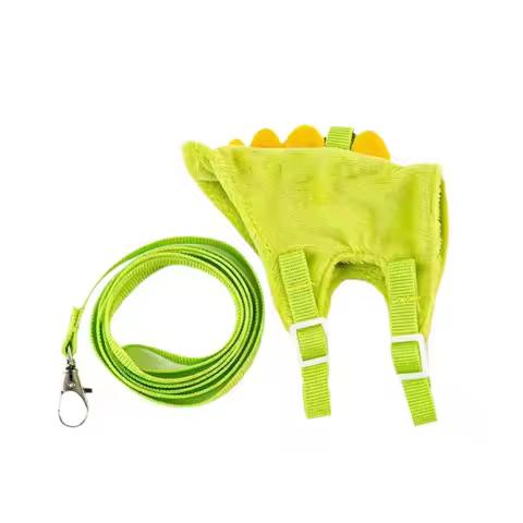 Adjustable Hamster Chest Strap Cartoon Dinosaur Theme Small Pet Harness Leash with Bell Plush Ferret