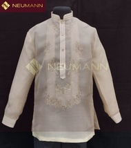 BARONG TAGALOG PINA COCOON (Brown Tacs) CHINESE COLLAR