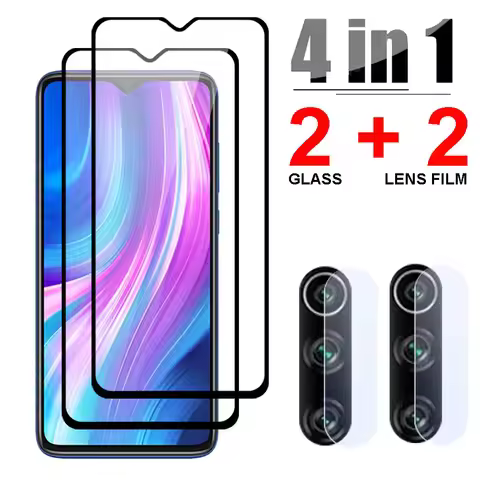 4 in 1 Tempered Glass For Xiaomi Redmi Note 8 Pro 8T Note 7 Pro Redmi 8 8A 7A Screen Protector Lens 