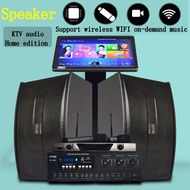 Wooden box 10 inch Subwoofer Karaoke set home teater Speaker Bluetooth Sing With 2 Wireless Microphone Family KTV System