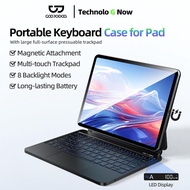 Goojodoq for ipad keyboard with Case for Air 4/5/6 Pro11 Gen10 12.9 A16 M3 Floating Cantilever Cover