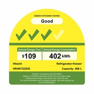 HITACHI 466L 4-DOOR FRIDGE  |  HR4N7522DS1DXSG