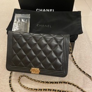 Chanel boy woc 黑金小羊皮