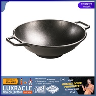 [sg stock] USA made Lodge Seasoned Cast Iron Wok, 14 inch,Black