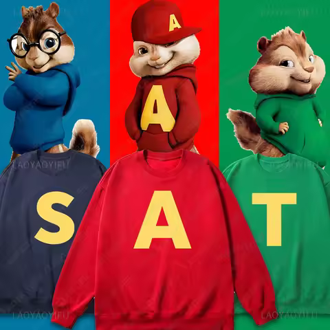 Funny Alvin and The Chipmunks: The Squeakquel's Printed Hoodie Woman Man Drop Shoulder Sweatshirt Av
