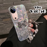 Vivo V40 5G Case Transparent Phone Case Butterfly Plated Water Ripples Blingbling Phone Case Cardboa