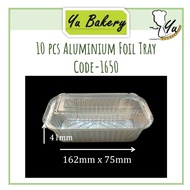 10 pcs Code-1650 Rectangle Aluminium Foil Tray with Lid/Cover Dulang Kerajang Berkas Empat Segi Panj