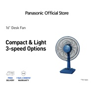Panasonic F-400CSNBAGZP 16" Desk Fan 3 Speed Plastic Blades Detachable Base 70W Blue