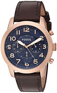 Fossil Men s Pilot 54 Watch in Rose Goldtone with Dark Brown Leather Strap