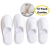 Slippers - 12 Pairs of Cotton Velvet Closed Toe Slippers with – Thick, Soft, Non-Slip, Disposable Slippers - Fits Most Men and Women - Perfect for Home, Hotel, or Commercial Use